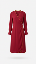 Crimson Edge wrap dress