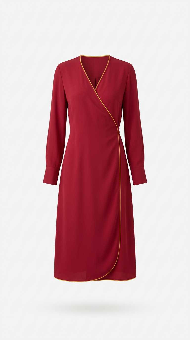 Crimson Edge wrap dress